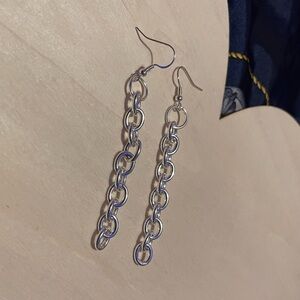 long silver chunky chain earrings